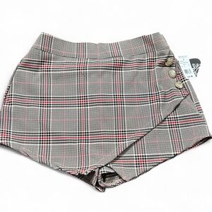 JOLIE & JOY Gray Plaid Skorts with Tailored Fit and Flat Front